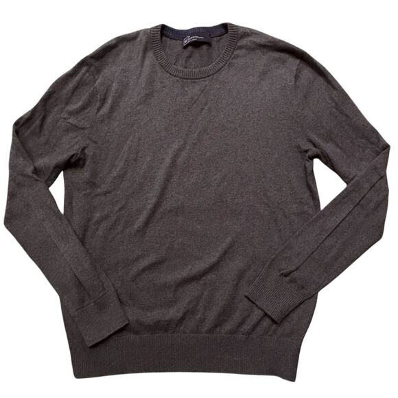 Gap Cotton Cashmere Crew Neck Sweater Men's Size Medium Charcoal Gray V Inset - Picture 1 of 8